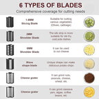 Electric Cheese Grater with 6 Different Shapes of Blades for Home Kitchen Use,250W Salad Shooter Electric Slicer for Vegetables,Fruits,Cheeses,Gray