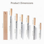 FINDKING 7PCS Kitchen Knife Set, with Wooden Magnetic Knife Holder, Elegant Japanese Chef Knives Set, Sharp Stainless Steel Blade, Pakka Wood Handle, for Daily Cooking (Michelia Series)