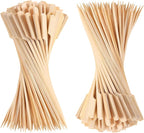 200 PCS Bamboo Skewers for Appetizer, 7 Inch Caramel Candy Apple Sticks, for Drinks, Fruit Kababs, Sausage, Barbecue Snack, Natural Wood Paddle Mini Food Skewer, Cocktail Pick, Charcuterie Accessories