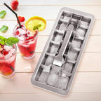 2 Pcs 18 Slot Stainless Steel Ice Cube Maker and Tray Ice Cube Tray for Bars Kitchens Levers Remove Cubes Easy Removal Metal Food Grade Freezer Molds for Food Juice Dishwasher Safe