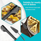 Serving Utensils, 15 Pcs Stainless Steel Large Flatware Serving Tools Kit, Included Spoons, Forks, Tongs, Slotted Spoon, Ladle, Cake Server for Kitchen Catering Banquet Wedding Buffet Party, Black