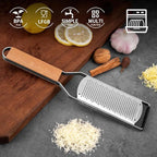 Professional Cheese Graters for Kitchen Stainless Steel Handheld,Durable Rust-Proof Metal Lemon Zester Grater With Wood Handle for Cheese,Chocolate,Spices,Kitchen Gadgets (Longboard)