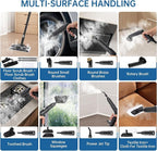 Steam Cleaner, Powerful Heavy Duty Canister Steamer with 34 Accessories, Steam Mop with 16.4 Ft Extra-Long Power Cord for Home Floor Cleaning, Grout, Upholstery, Car Detailing, White