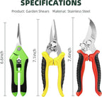 3 Pack Garden Pruning Shears, Stainless Steel Shears, Gardening Shears, Scissors, Garden Clippers, Pruning Snips, Pruning Shears for Gardening Tools (Multicolor)
