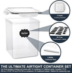 VERONES Large Tall Airtight Food Storage Containers, 10 PACK Plastic Airtight Kitchen & Pantry Organization, Ideal for Flour & Sugar Plastic Canisters with Labels