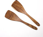2 Pcs Wooden Spatula for Cooking Flat Wooden Spatula Set 12.5 inch Teak Spatula Set Flat Spatula for Non Stick Frying Pan Wood Cooking Utensils Set Wood Kitchen Utensils Set for Cooking