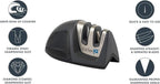 KitchenIQ 50825 | Diamond Deluxe Edge Grip 2-Stage Knife Sharpener | Black | Coarse & Fine Sharpeners | Compact for Easy Storage | Non-Slip Base | Soft Grip Rubber Handle | Straight & Serrated Knives