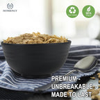 Homienly Cereal Bowl Set, Wheat Straw Bowls for Kitchen, Unbreakable Lightweight Bowl Set of 8, Microwave and Dishwasher Safe Bowls, Reusable Bowl for Serving, Cereal, Snack,Fruit(Black, 26 OZ)