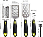 5 Pcs Stainless Steel Cheese Grater with Handle, Handheld Lemon Zester Grater with Handle, Hand Graters for Kitchen Graters & Peeler & Slicer, for Vegetable Fruit Kitchen Aid, with 1 Brush & 1 Box