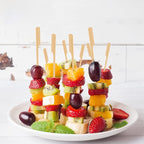 200 PCS Bamboo Skewers for Appetizers, 10 Inch Toothpicks, Cocktail Picks for Drinks, Fruit Kababs, Sausage, Barbecue Snacks, Natural Wooden Paddle Skewer Mini Food Sticks, Charcuterie Accessories