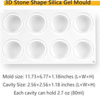 OCPO Kitchen 3D Stone Silicone Mold for Baking Mousse Cake French Dessert Pastry Chocolate Pudding Cupcake, Stone Shape (8-Cavity)