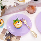 KIRE 60PCS Purple Plastic Plates Disposable - Heavy Duty Purple Plates Include 30Pcs 10.25” Dinner and 30Pcs 7.5” for Dessert/Salad - for Wedding/Bridal Shower