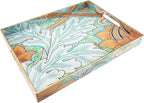 Spsyrine Serving Tray with Handles, Plastic Decorative Tray for Coffee Table, Living Room, Home Decor, Sunflower