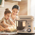 Biolomix Kitchen Electric Stand Mixer, 6 Speed Tilt Head Food Mixer with 6.5 QT Stainless Steel Bowl, Dough Hook, Flat Beater, Whisk and Anti Splash Cover, (6.5QT, White)