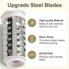 Cheese Grater with Hand Crank - 3 Adjustable Grating Drums for Parmesan & Hard Cheeses - Shatter-Resistant & Easy to Clean