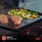 Megamaster 2-Burner Portable Gas Griddle with Built-In Lid, 18,000 BTUs, 282 SQ In Cooking Space, Small Tabletop Propane Griddle for Outdoor Cooking, Camping, BBQs, and Parties - 820-0054D