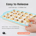 Silicone Mini Muffin Pan With Metal Reinforced Frame - 24 Cups Durable Silicone Cupcake Pan for Muffin, Cupcakes, BPA Free and Dishwasher Safe - 2 Piece Blue