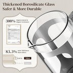 Veken French Press Coffee Maker 34oz 1 L, No Plastic Touching Cafe, Heat Resistant Thickened Borosilicate Glass, Stainless Steel Brewer, Cold Brew Cafetera Teapot for Kitchen Travel Camping, Silver