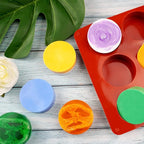 Sakolla 2 Pack Round Silicone Soap Molds, 12 Cavity 2.1" Cylinder Silicone Molds for Soap Making, DIY Bath Bombs, Shower Steamer, Lotion Bars, Loofah Soap (Brick-Red)