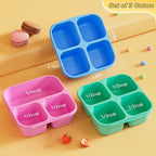 6 Pcs Snack Box Container Set, Reusable 3&4 Compartment Meal Prep Snack Containers for Adults Kids Toddler, BPA-Free Divided Lunchable Container for School, Work and Travel (Transparent Lids)