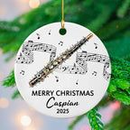 Personalized Text Year Name Piccolo Player Ceramic Ornament, Customized Piccolo Instrument Christmas Hanging Ornament Gift for Dad Mom Husband Wife Brother Sister, Unique Piccolos Piccolo Ornaments