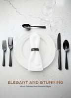 Black Silverware Set, 20-Piece Flatware Set Service for 4, Durable Stainless Steel, Mirror Polished Tableware Eating Cutlery Set, Kitchen Utensils Set with Steak Knives, Dishwasher Safe