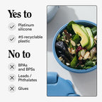 STOJO Collapsible Bowl 5 Set - Translucent Denim, 36oz - Reusable Silicone Bowl for Hot and Cold Food - Perfect for Travel, Meal Prep, To-Go Lunch, Camping & Hiking - Microwave & Dishwasher Safe