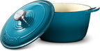 Signature Enameled Cast Iron Dutch Oven, Non-Stick Serving Pot with Tight Fitting Lid for Perfect Roasting, Baking, Sauteing, and Bread Making | 5.5Q (5.2L) - Ocean Blue
