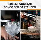Yaomiao 4 Packs Bar Tweezers Long Garnish Tongs Bar Tweezers Stainless Steel Korean Bbq Tongs for Bartender Cocktail Cooking Food(Silver,8 Inch)
