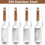 Professional Cheese Grater Stainless Steel,Multi-Purpose Grater With Wood Handle for Cheese, Ginger, Lemon, Garlic, Nutmeg,Fruits,Chocolate & Spices-Wideboard (Round)