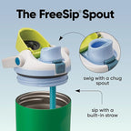 Owala FreeSip Sway Insulated Stainless Steel Water Bottle with Two-Way Spout, Built-In Straw and Bucket Handle, Made for Travel, School, and Sports, 30oz, BPA Free, Leak Proof, Putting Green