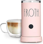 Rae Dunn Electric Milk Frother Steamer -Stylish Automatic Milk Steamer and Frother, Milk Warmer, Hot and Cold Foam Maker for Coffee, Latte, Cappuccino, Macchiato - 550 Watt (Blush)