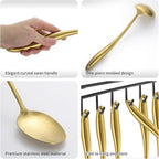 304 Stainless Steel Matte Kitchen Utensils Set, 11 Pcs Long Metal Cooking Utensils Set, Gold Cooking Utensils Set, Dishwasher Safe