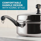 Farberware Classic Series Anniversary Edition Stainless Steel Sauté Pan and Lid with Helper Handle, Induction Suitable, 6 Quart Jumbo Cooker, Metal Utensil Safe - Stainless Steel