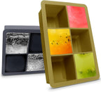 Silicone Ice Cube Trays with Lids,Large Square Ice Cube Molds for Freezer, Whiskey, Cocktail, Stackable Flexible and Reusable & Easy Release BPA Free (2 Pack&Dark Gray and Army green)