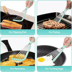Nonstick Fish Spatula,Maywe Tanso Thin Slotted Spatulas Turner Silicone Fish Spatulas for Nonstick Cookware,High Heat Resistant BPA Free Cooking Utensils,Ideal for Fish,Eggs,Pancakes