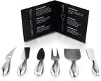 Lunar 6-Piece Cheese Knife Set - Premium Stainless Steel Cheese Knives Collection - Charcuterie Board Accessories Gift Ready w/ 15 Festive Recipes