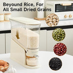 Rice Dispenser 22Lbs, Slim Rice Storage Container for Small Space, BPA-Free Clear Dry Food Dispenser Sealed Moisture Proof, Grain&Cereal Storage Bucket for Kitchen Pantry Household, Cream White