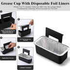 Grill Grease Catcher for Blackstone Griddle with 10 Pack Grease Cup Liners Aluminum Foil Tray Pan Drip Tray Pan for 17, 22, 28 & 36 inches Griddle (Short Hook + Long Hook)