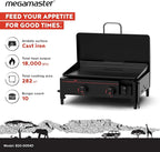Megamaster 2-Burner Portable Gas Griddle with Built-In Lid, 18,000 BTUs, 282 SQ In Cooking Space, Small Tabletop Propane Griddle for Outdoor Cooking, Camping, BBQs, and Parties - 820-0054D