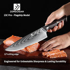 Chef Knife,8inch Damascus knife,67-Layer High Carbon Stainless Steel Kitchen Knife,Professiona Sharp Cutting Knives with Ergonomic G10 Red Black Handle,Gift Box for Home and Kitchen Birthday Gift