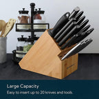 KITCHENDAO Deluxe 20 Slot Bamboo Knife Block Block without Knives, Countertop Butcher Block Kitchen Knife Stand, Hold Multiple Large Blade Knives, Wider Slots for Easier Storage