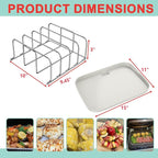 Griddle Pan & Rib Rack for Ninja Woodfire OG751/OG700 Series Grill, Non-Stick Upgraded Ceramic Cooking Flat Top Griddle Plate for Ninja XSKGRDPLT Woodfire Accessories, with 4 Full Racks Holder of Ribs