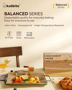 Katbite 12in x 262ft Unbleached Parchment Paper Roll, 260 Sq.Ft, Balanced Series, Non-Stick, Extra Long Parchment Baking Paper with Portable Serrated Cutter for Baking, Cooking [Balanced Series]