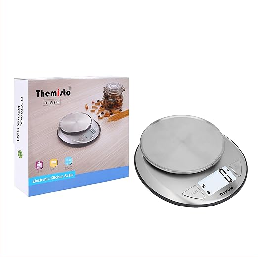 Themisto TH-WS20 Digital Kitchen Weighing Scale Stainless Steel (5Kg)