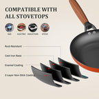 YUTANN Nonstick Cast Iron Skillets 3-Pack - 8/10/12 Inch Frying Pans, Pre-Seasoned with Diamond Bottom for Better Oil Control, PFAS/PFOA Free, Removable Handles, Cookware Gift for Home Chefs