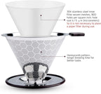 Pour Over Coffee Filter Dripper, Reusable Stainless Steel Metal Drip Coffee Maker Cone, Paperless Permanent Coffee Strainer, Coffee Mesh Filters for 1-4 Cup with Cleaning Brush