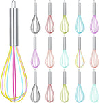 Domensi 16 Pcs 8 Inch Whisks Bulk for Cooking Silicone Whisks Non Scratch Stainless Steel Hand Coated Metal Heat Resistant Egg Beaters for Classroom Cook Party Favor Gift Supplies