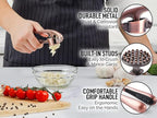Premium Garlic Press Stainless Steel - Elevate Your Culinary Experience with Our Premium Garlic Mincer, Crusher & Peeler Set, Dishwasher Safe & Rust-proof (Bronze)