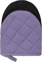 1 Pair Short Oven Mitts, Heat Resistant Silicone Kitchen Mini Oven Mitts for 500 Degrees, Non-Slip Grip Surfaces and Hanging Loop Gloves, Baking Grilling Barbecue Microwave Machine Washable